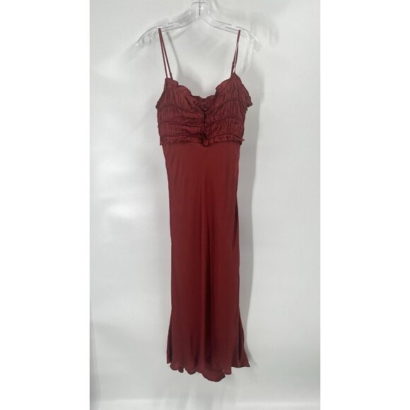 Astr the Label Red Ruffle Silky Maxi Dress Sz S NWOT - Picture 2 of 7